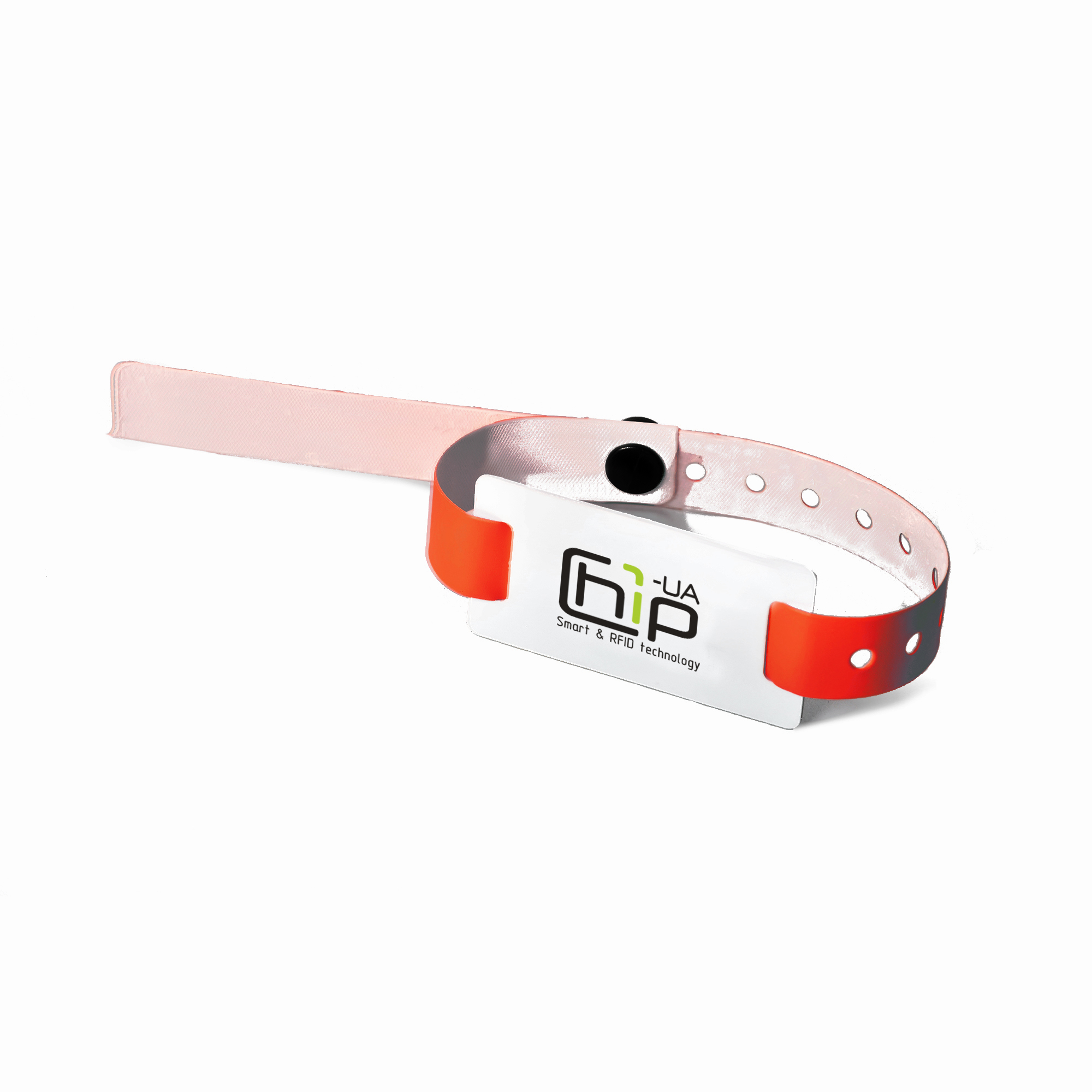 Chip-UA | Червоний безконтактний RFID-браслет з чіпом Atmel (Temic) T5557, T5577 з повнокольоровим друком на контрольному ремінці із застібкою Chip-UA | Червоний безконтактний RFID-браслет з чіпом Atmel (Temic) T5557, T5577 з повнокольоровим друком на контрольному ремінці із застібкою