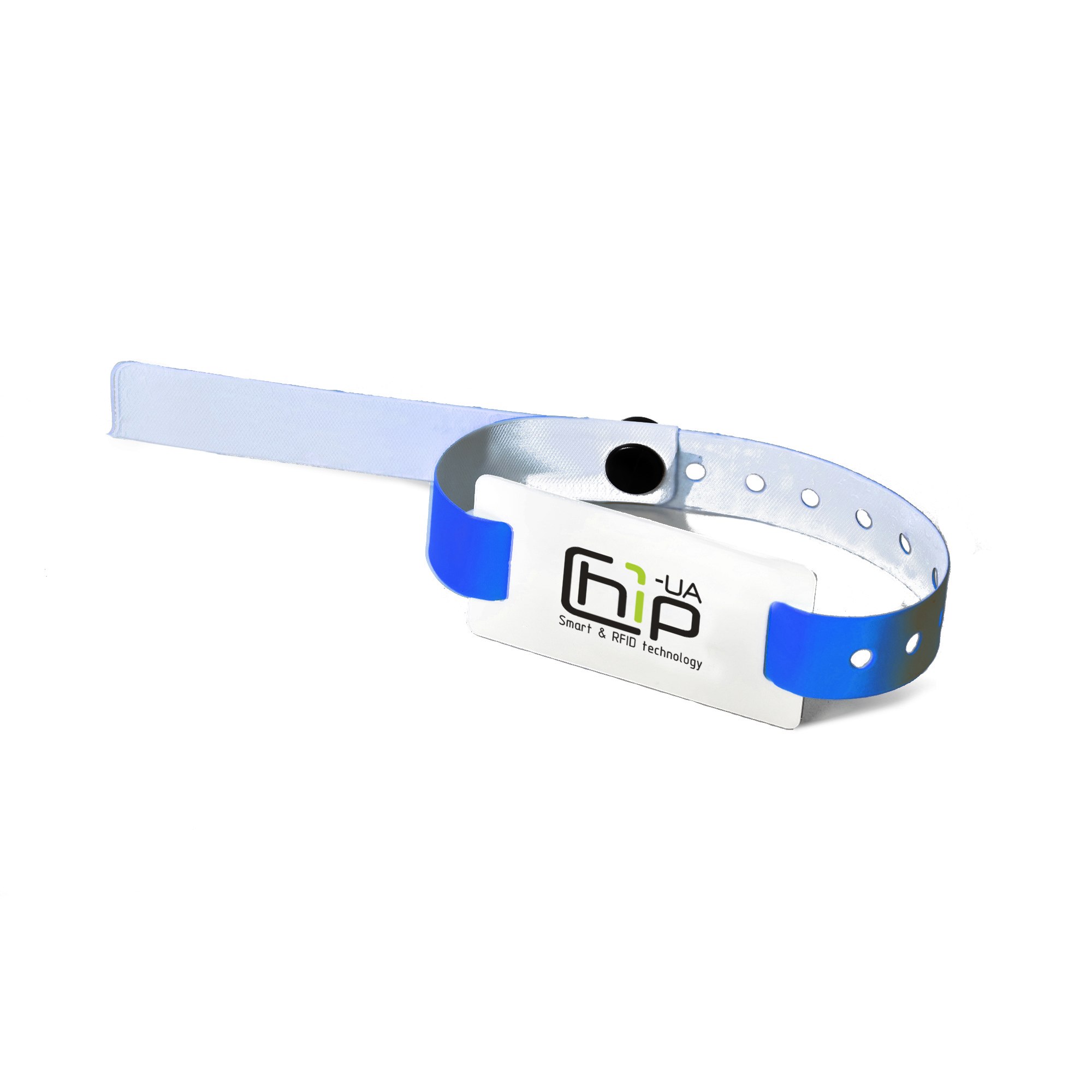 Chip-UA | Синий бесконтактный RFID-браслет с полноцветной печатью на контрольном ремешке с застежкой с чипом Mifare Ultralight C Chip-UA | Синий бесконтактный RFID-браслет с полноцветной печатью на контрольном ремешке с застежкой с чипом Mifare Ultralight C