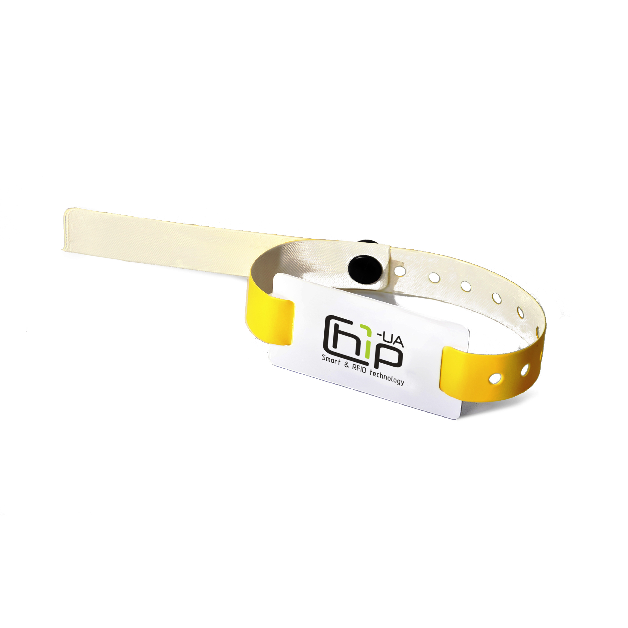 Chip-UA | Желтый бесконтактный RFID-браслет с полноцветной печатью на контрольном ремешке с застежкой с чипом Mifare Ultralight C Chip-UA | Желтый бесконтактный RFID-браслет с полноцветной печатью на контрольном ремешке с застежкой с чипом Mifare Ultralight C